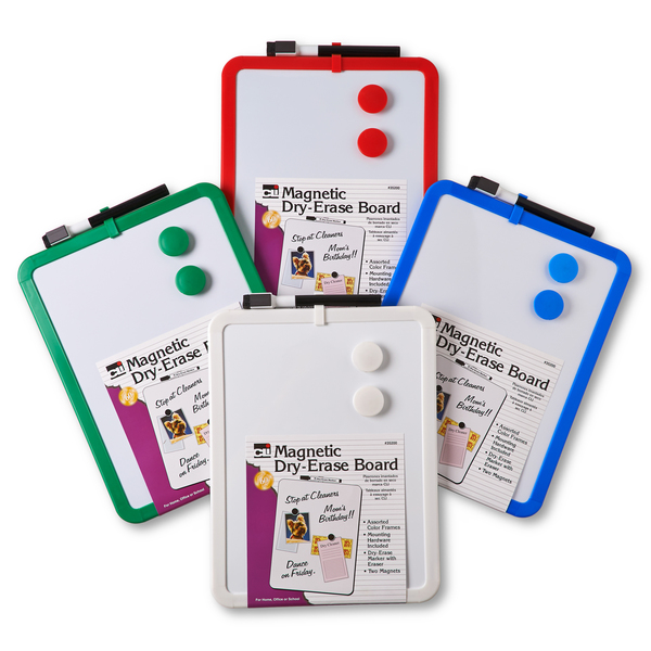 Charles Leonard Dry Erase Boards, Magnetic, 8.5in x 11in, Assorted Frames, PK4 35204